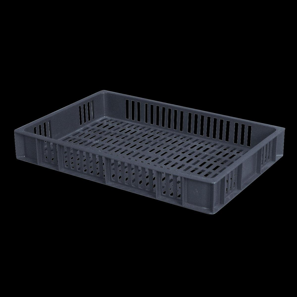 Caisse ajourée 600 x 400 x 90 mm 15 L - gris - FRANCE CHR