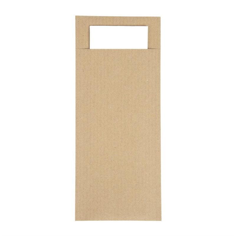 Pochettes à couverts kraft avec serviette blanche Europochette (lot de 500) - FRANCE CHR