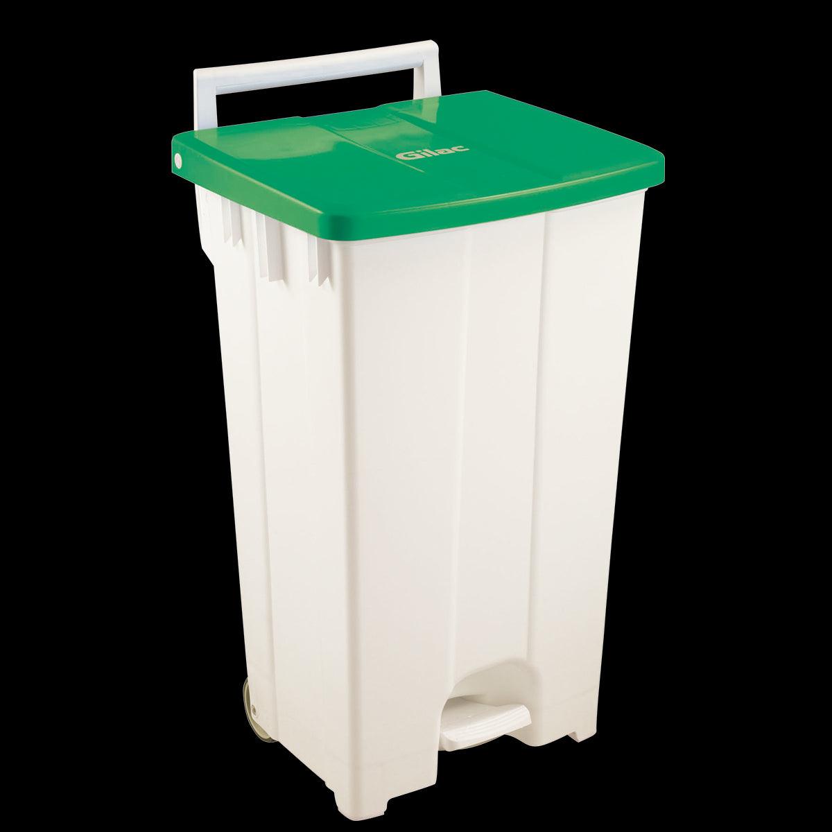 Collecteur à pédale 100 L - couvercle vert - FRANCE CHR