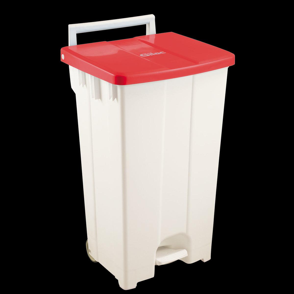 Collecteur à pédale 100 L - couvercle rouge - FRANCE CHR