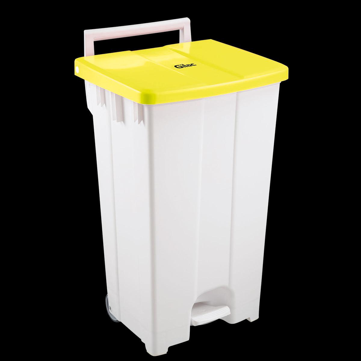 Collecteur à pédale 100 L - couvercle jaune - FRANCE CHR