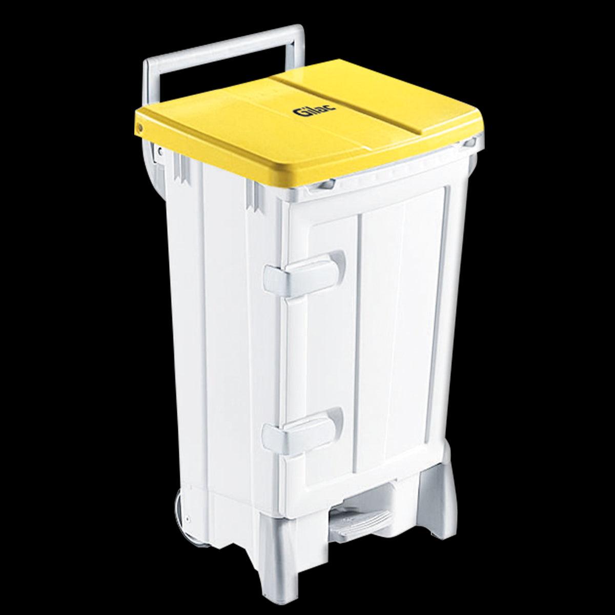 Collecteur à pédale 90 L + porte - couvercle jaune - FRANCE CHR