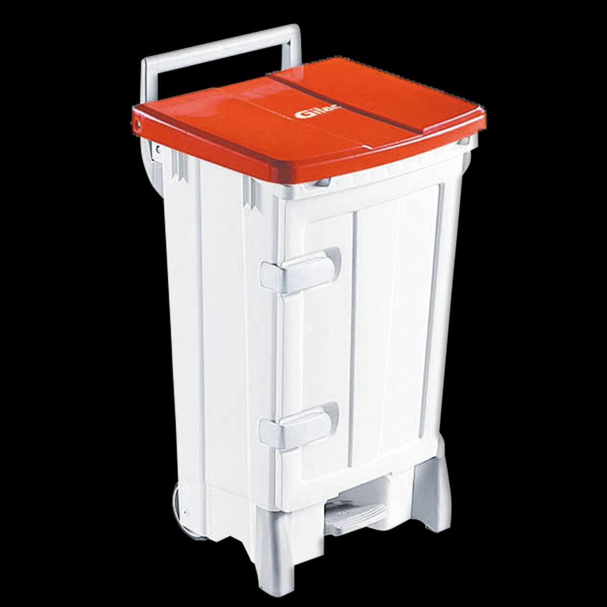 Collecteur à pédale 90 L + porte - couvercle rouge - FRANCE CHR