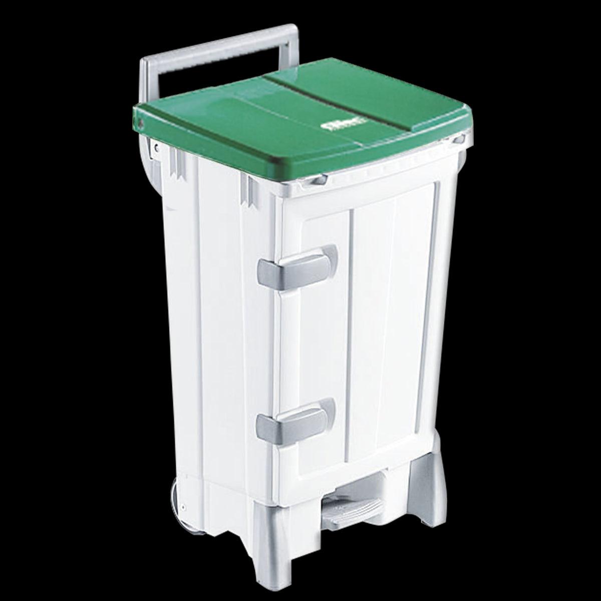 Collecteur à pédale 90 L + porte - couvercle vert - FRANCE CHR