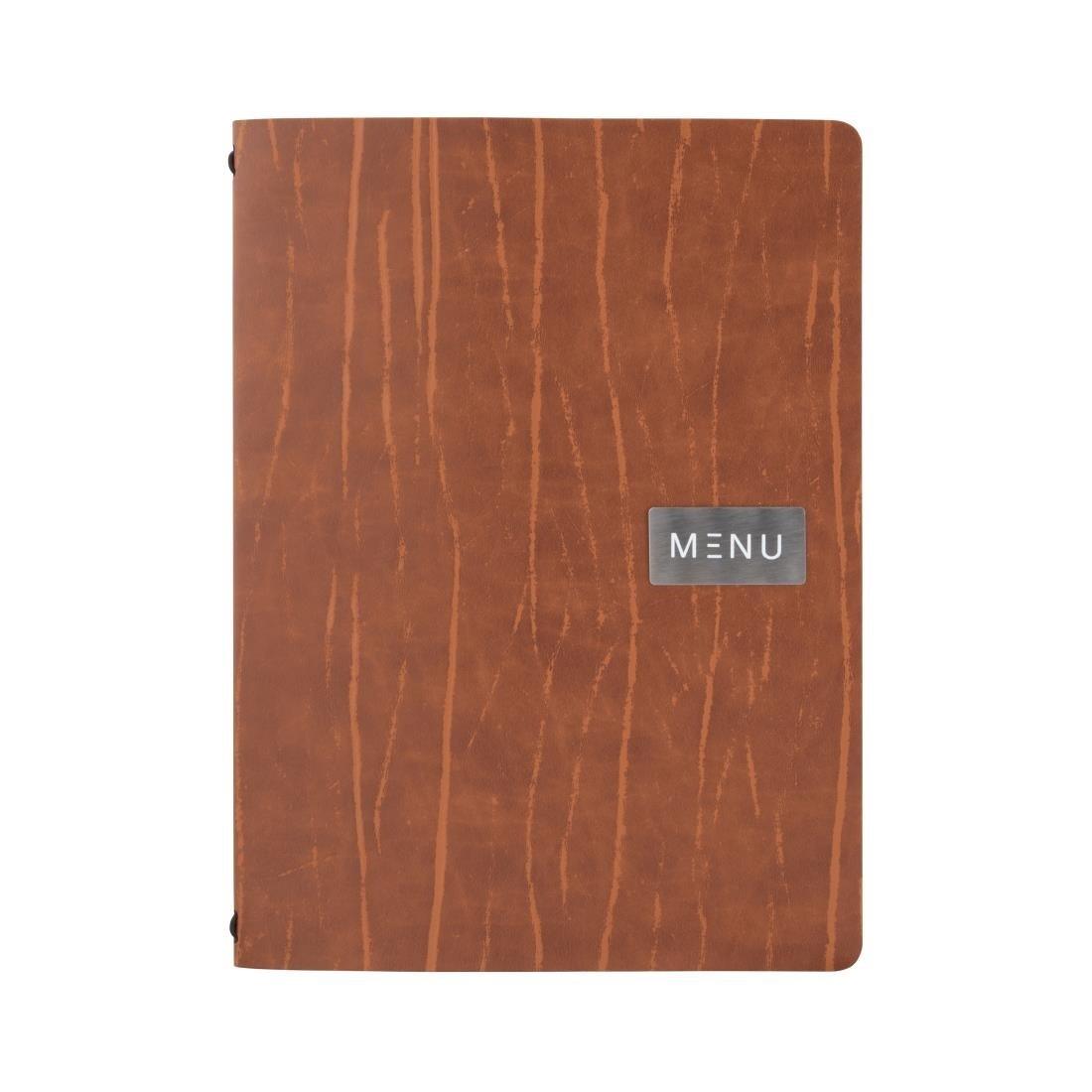 Protège-menu en cuir recyclé Securit Gamme Leather A4 marron - FRANCE CHR