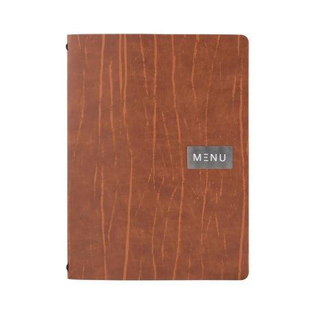 Protège-menu en cuir recyclé Securit Gamme Leather A4 marron - FRANCE CHR