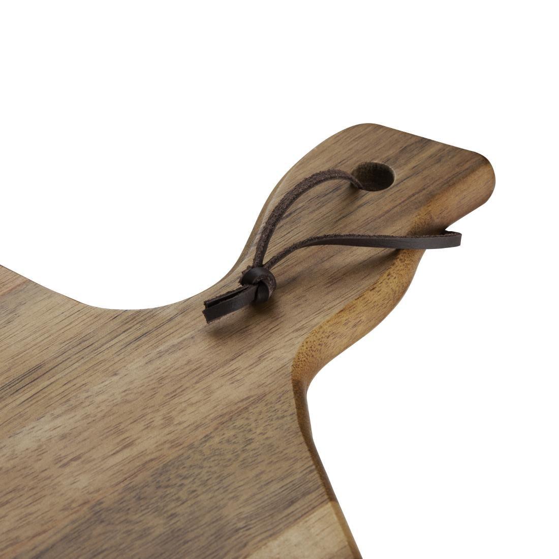 Grande planche en acacia bords ondulés Olympia 355x250x15mm manche 85mm - FRANCE CHR