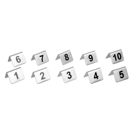 Lot de numéros de table en acier inoxydable Olympia 1-10 (Lot de 10) - FRANCE CHR