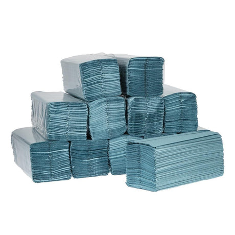 Essuie-mains 1 pli pliage en C Jantex bleu 2850 feuilles (lot de 15) - FRANCE CHR