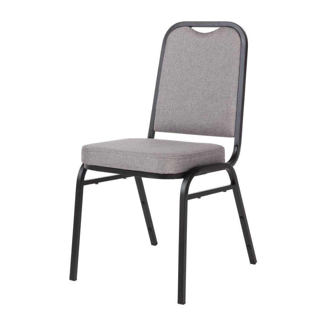 Chaise de banquet avec dossier carré et tissu gris Bolero lot de 4 - FRANCE CHR