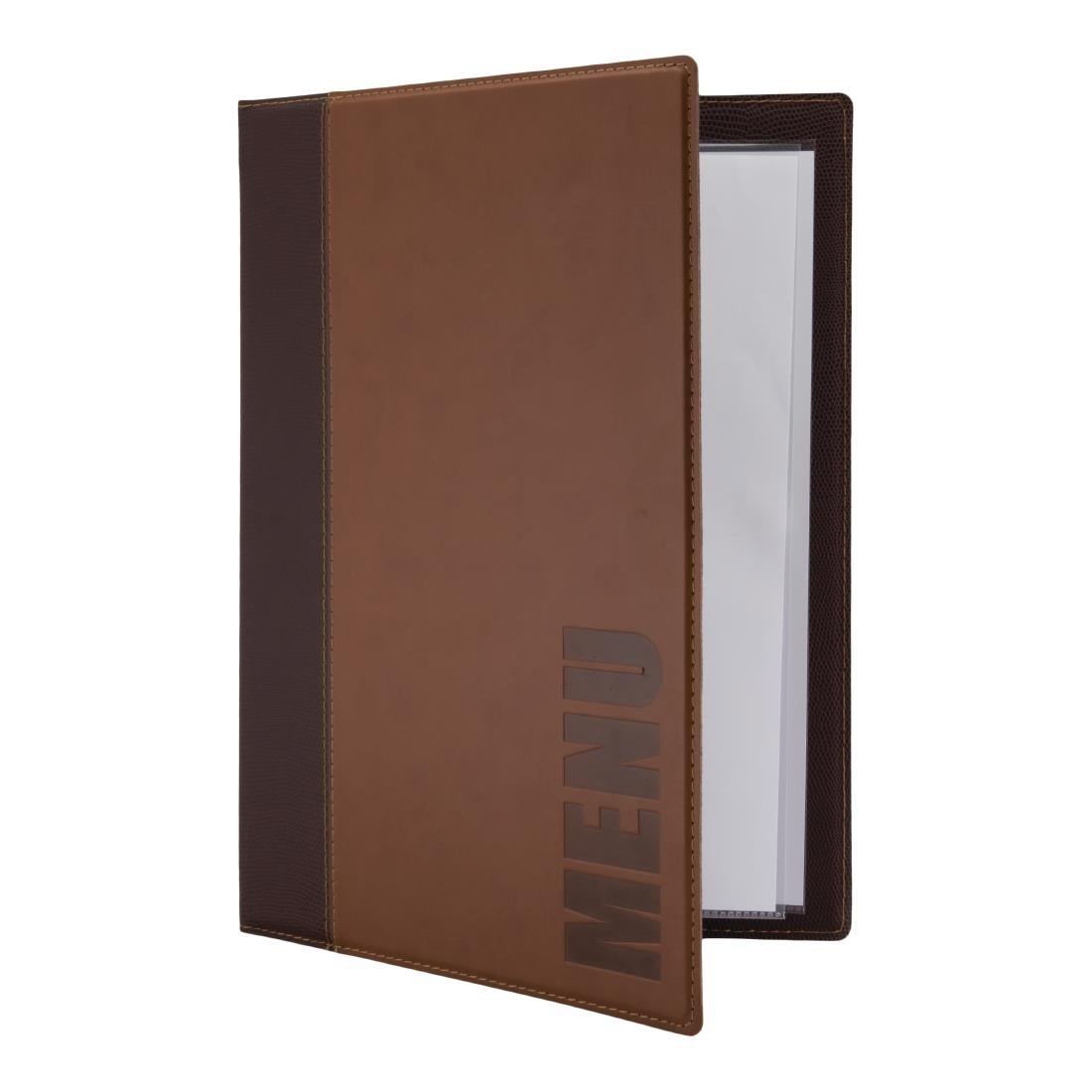 Protège-menus contemporain Securit A4 marron clair - FRANCE CHR