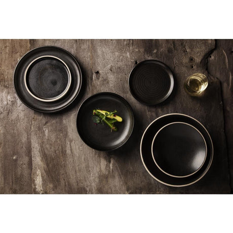 Assiettes plates bord droit noir mat Olympia Canvas 18 cm (Lot de 6) - FRANCE CHR