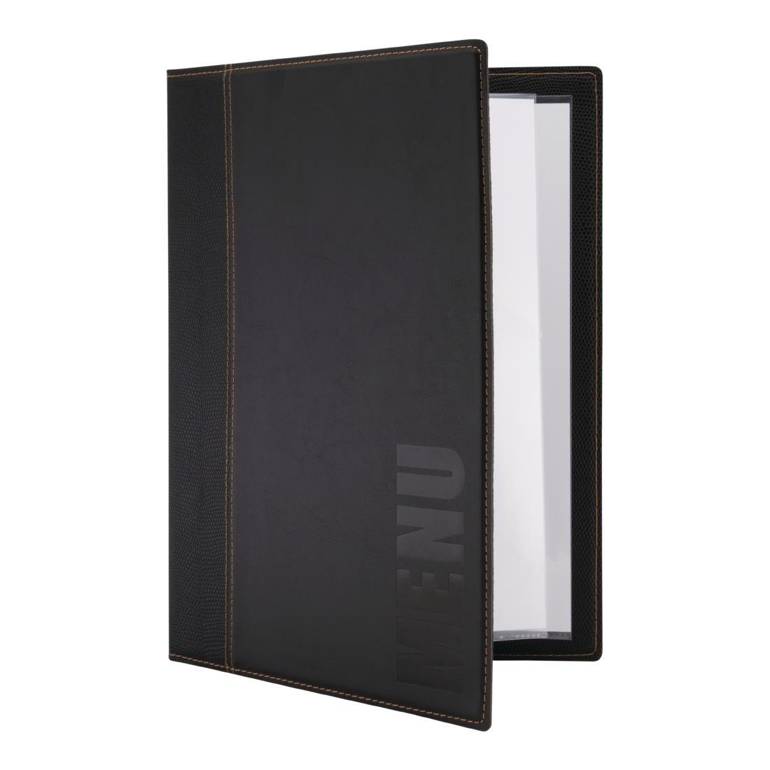 Protège-menus contemporain Securit A4 noir - FRANCE CHR