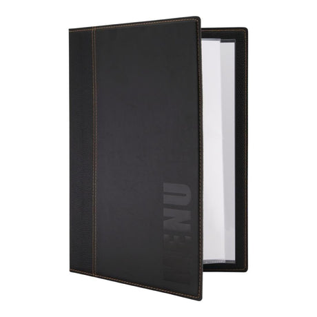 Protège-menus contemporain Securit A4 noir - FRANCE CHR