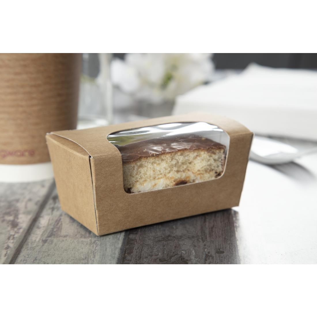Boîtes à gâteau rectangulaires kraft compostables avec fenêtre Colpac (lot de 500) - FRANCE CHR