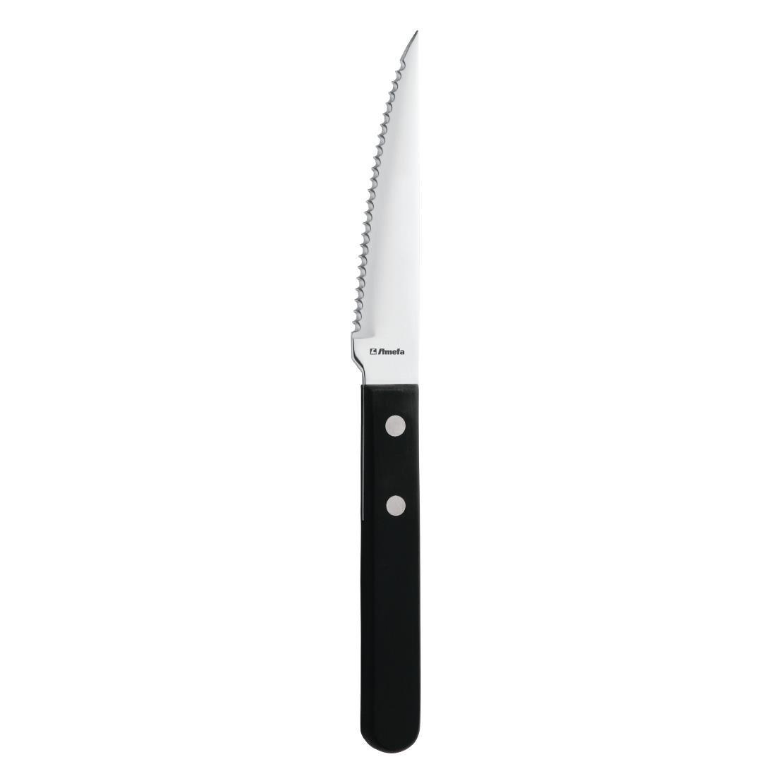 Couteau à steak Amefa manche noir 217mm (Lot de 12) - FRANCE CHR