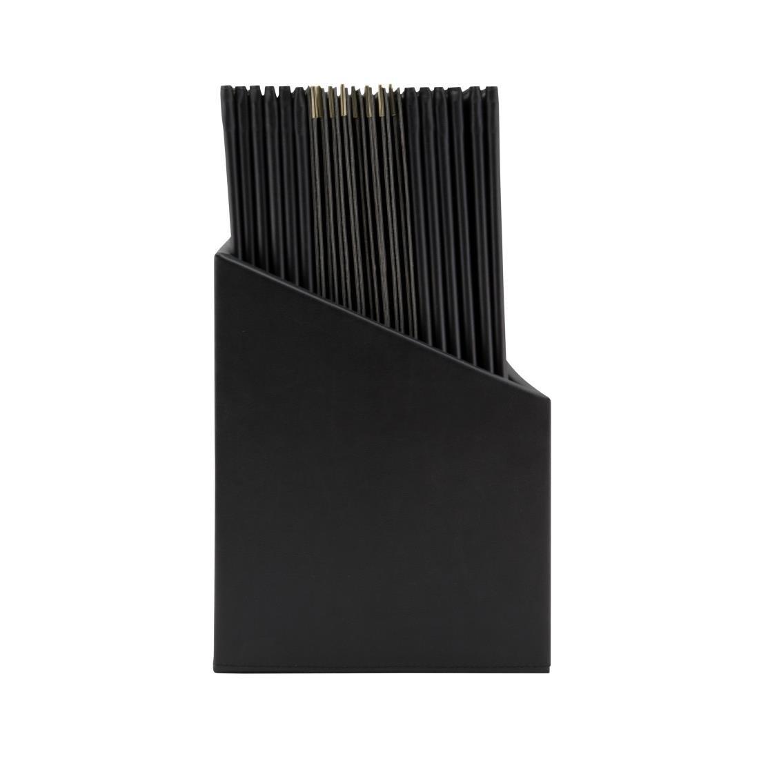 Boîte avec 20 protège-menus simili cuir A4x4 Securit Classic noirs - FRANCE CHR