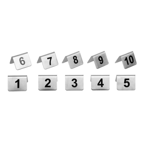 Lot de numéros de table en acier inoxydable Olympia 1-10 (Lot de 10) - FRANCE CHR