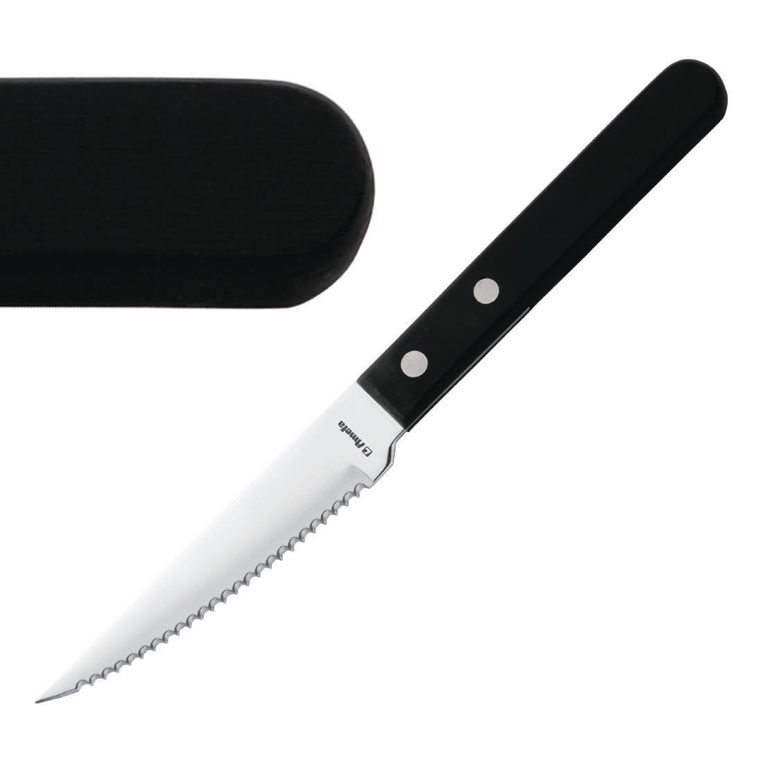 Couteau à steak Amefa manche noir 217mm (Lot de 12) - FRANCE CHR