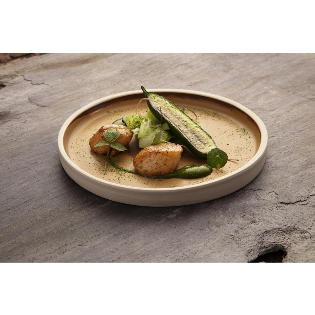 Assiettes plates bord droit terre de sienne Olympia Canvas 18 cm (Lot de 6) - FRANCE CHR