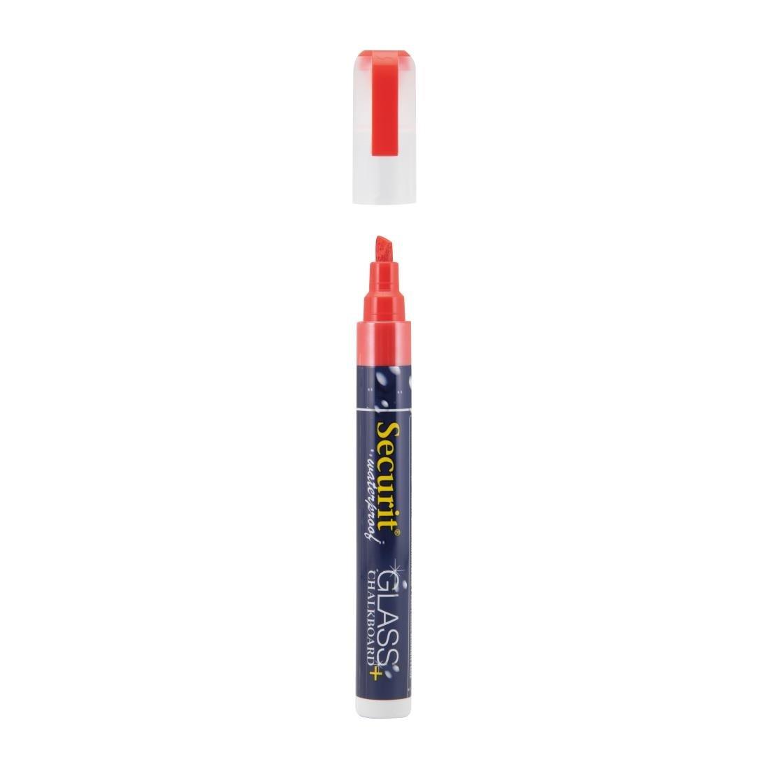 Marqueur craie waterproof Securit (verre+ ardoise) pointe 2-6mm rouge - FRANCE CHR