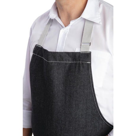 Tablier bavette denim Southside noir - FRANCE CHR