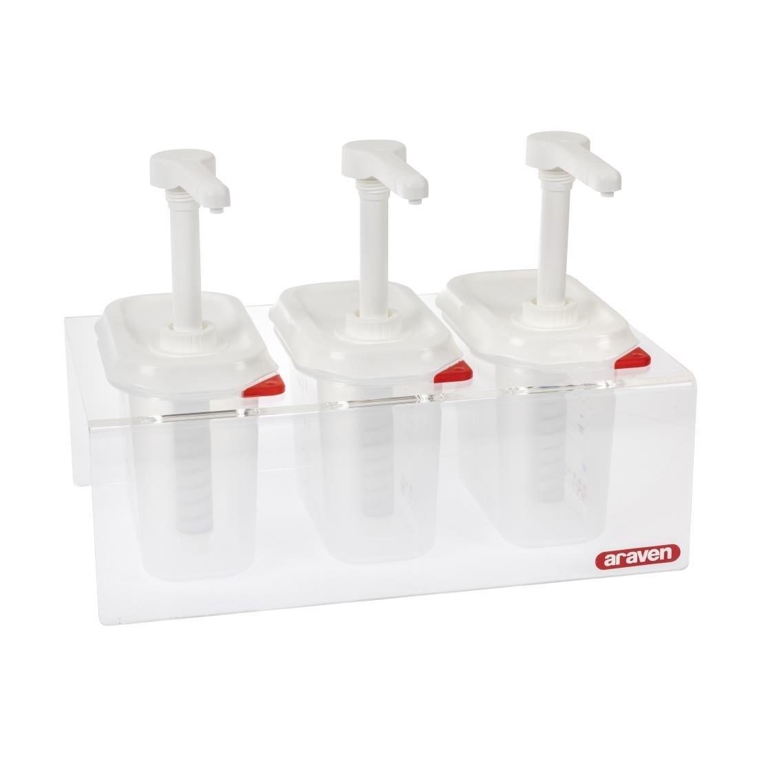 Lot de 3 distributeurs de sauce Araven GN 1/9 transparents 1,5L - FRANCE CHR