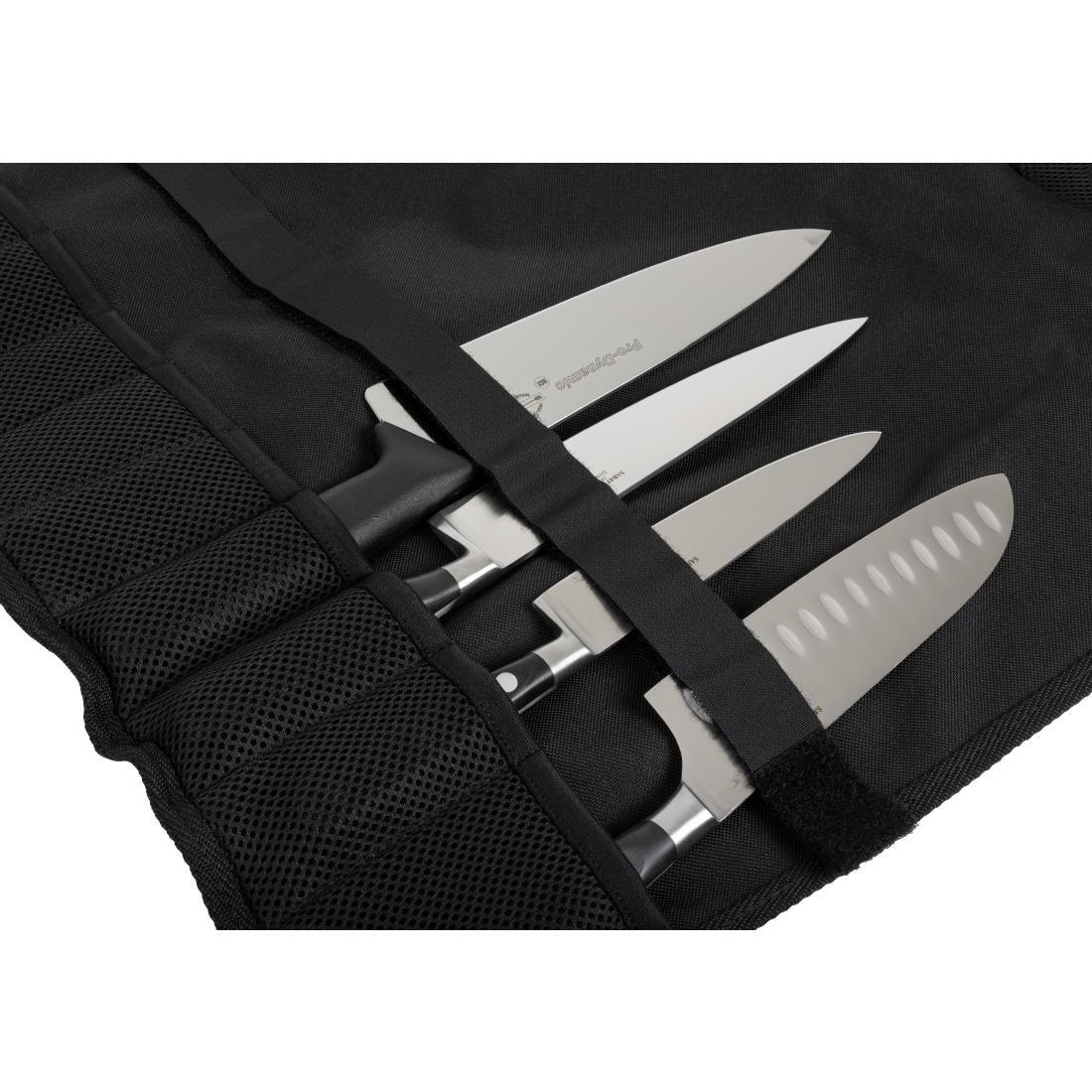 Étui à couteaux en tissu avec sangle Dick noir 11 pièces - FRANCE CHR