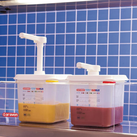 Lot de 2 distributeurs de sauce Araven GN 1/6 transparents 2.6L - FRANCE CHR