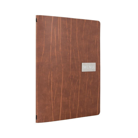 Protège-menu en cuir recyclé Securit Gamme Leather A4 marron - FRANCE CHR
