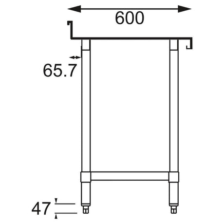 Table de préparation avec rebord en acier inoxydable Vogue 900 x 600mm - FRANCE CHR