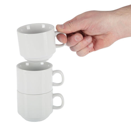Tasse à thé empilable blanche whiteware Olympia 200ml (Lot de 12) - FRANCE CHR