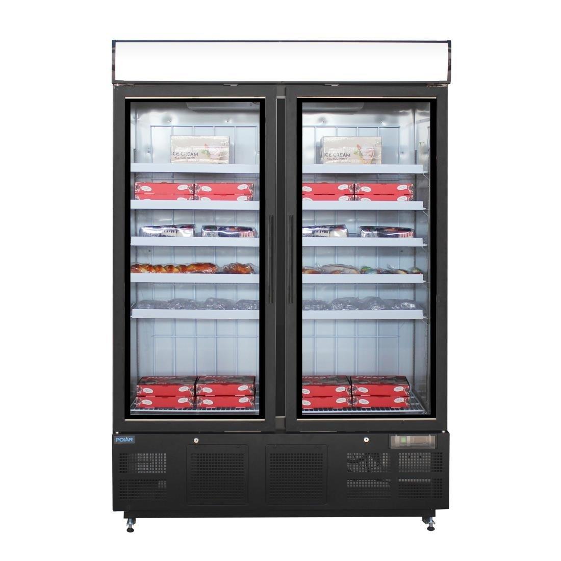 Vitrine réfrigérée négative avec caisson lumineux Polar Série G 920L noire - FRANCE CHR