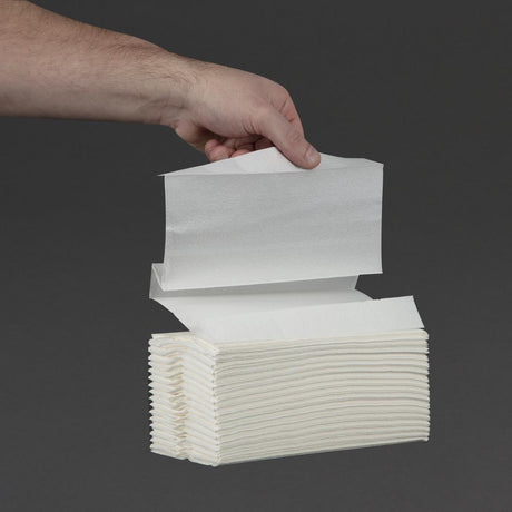 Essuie-mains 2 plis pliage en C 160 feuilles blanc Jantex (Lot de 2355) - FRANCE CHR