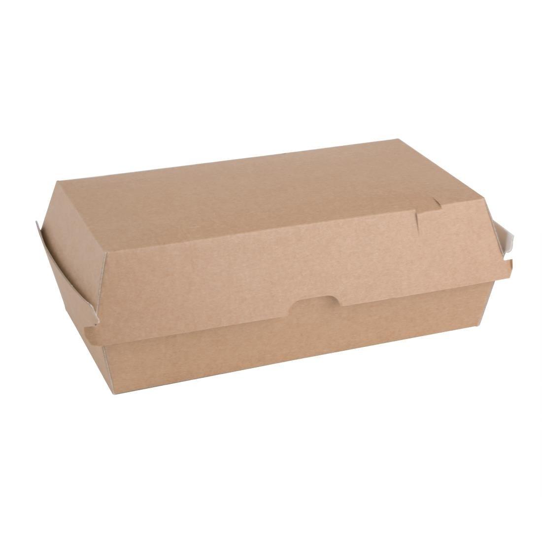 Grandes boîtes kraft avec couvercle à charnière compostables Fiesta Compostable 204mm (lot de 100) - FRANCE CHR