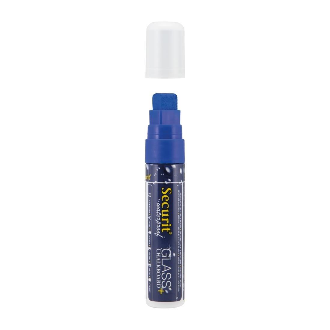 Marqueur craie waterproof Securit (verre+ ardoise) pointe 7-15mm bleu - FRANCE CHR