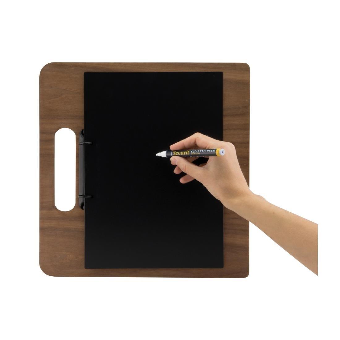 Planche porte-menu à anneaux Securit gamme Walnut - FRANCE CHR