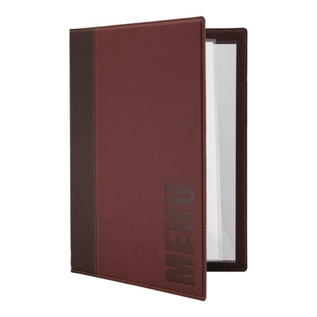 Protège-menus contemporain Securit A4 rouge foncé - FRANCE CHR
