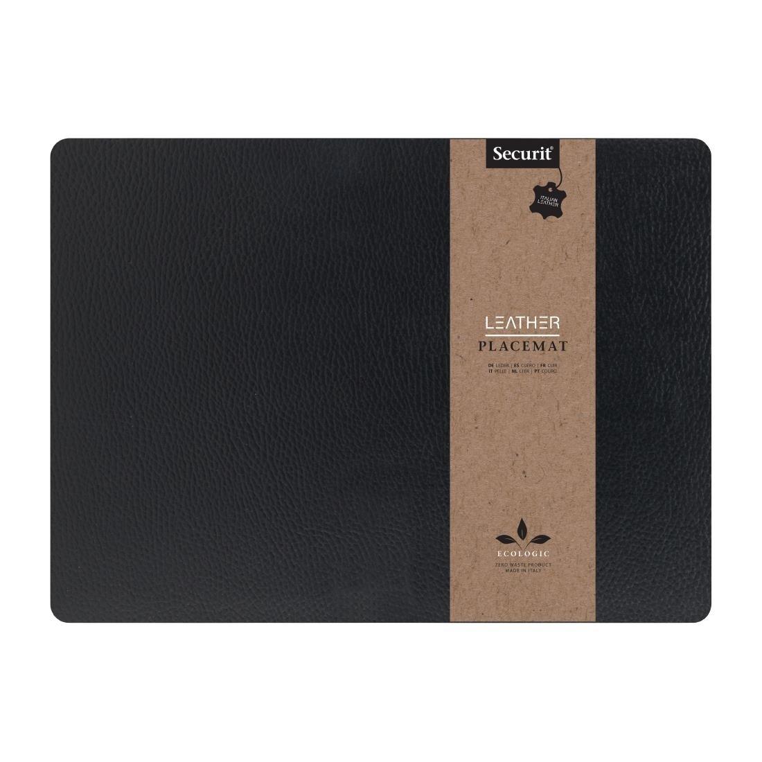 Set de table en cuir recyclé brut Securit Leather noir - FRANCE CHR