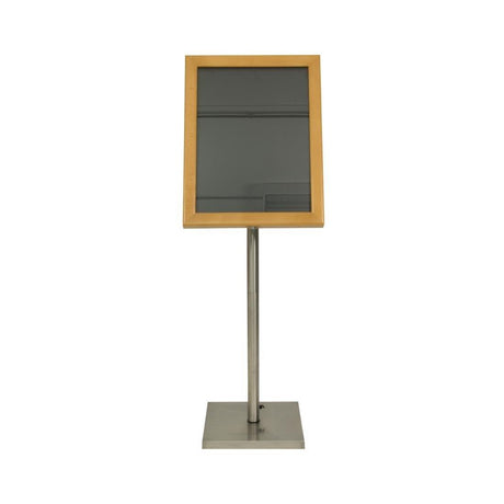 Porte-menu à LED blanches en teck Securit 4xA4 (hors poteau et socle) - FRANCE CHR
