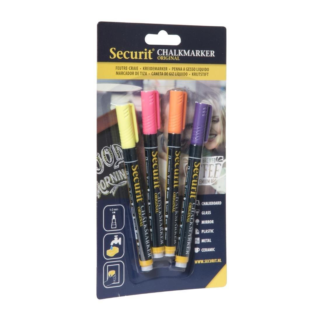 Marqueurs craie liquide Securit pointe 1-2mm couleurs tropicales (lot de 4) - FRANCE CHR