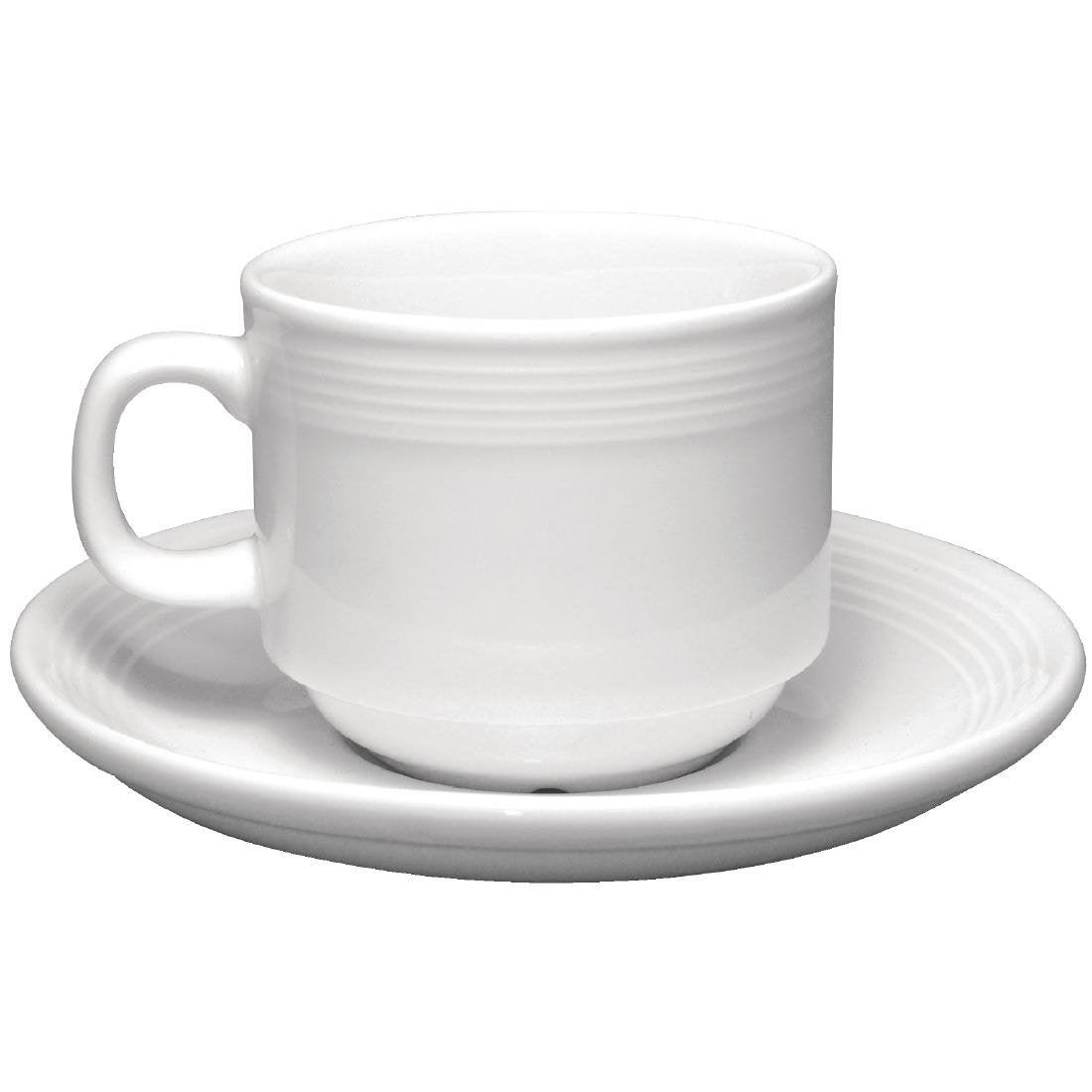 Soucoupes pour tasses à thé empilables 200ml Olympia Linear (lot de 12) - FRANCE CHR