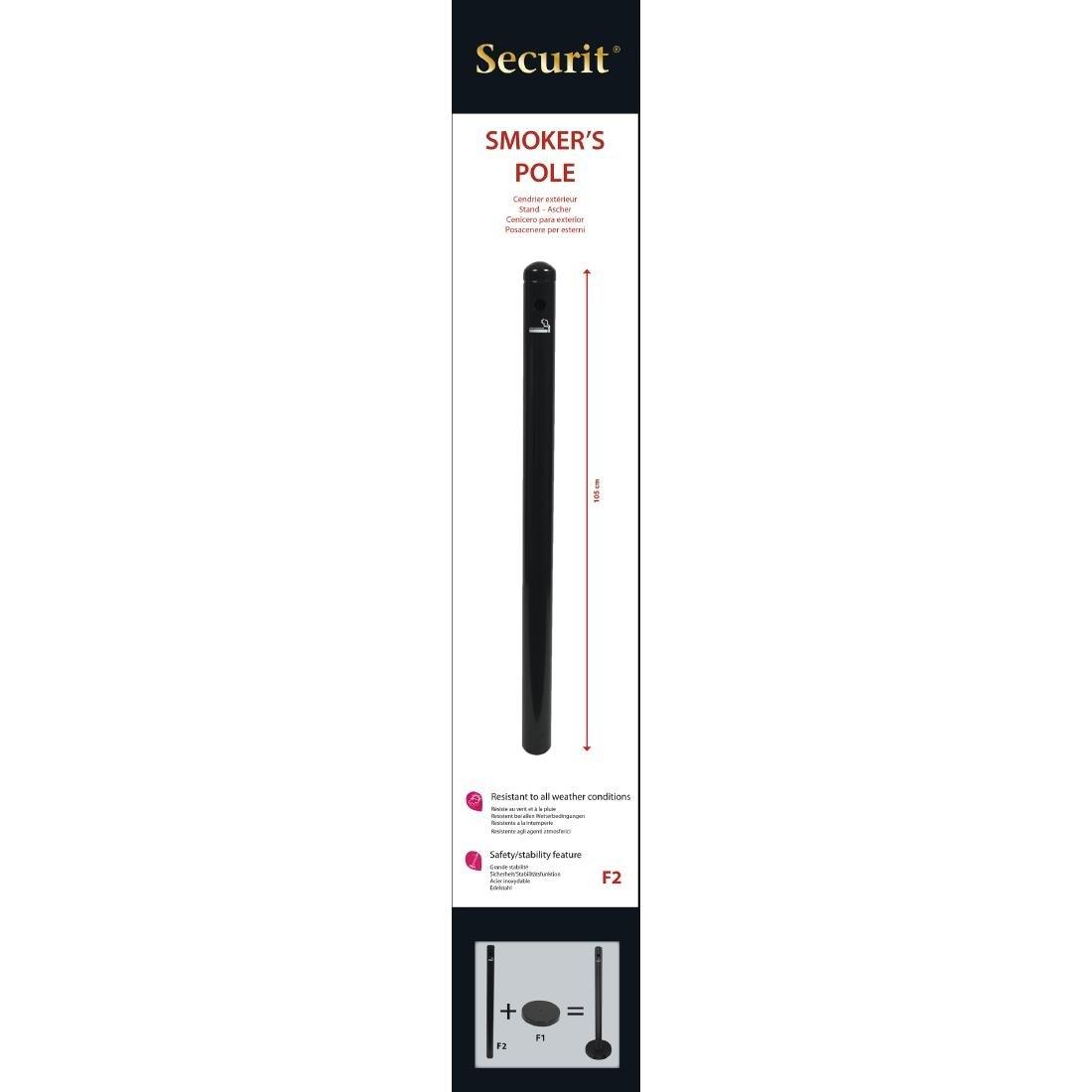 Cendrier poteau en inox noir Securit 1m - FRANCE CHR
