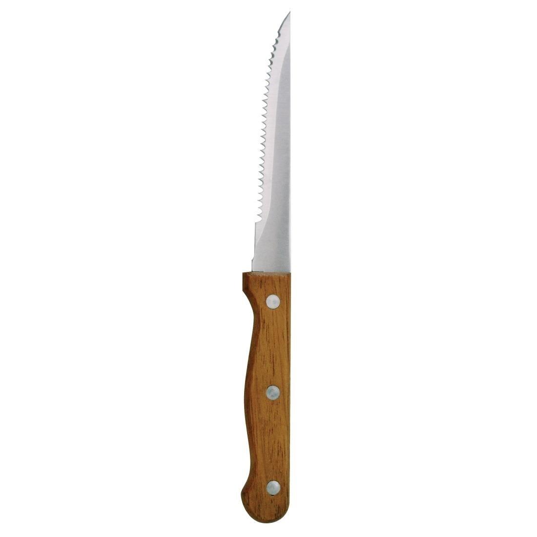 Couteaux à viande Olympia manche en bois (Lot de 12) - FRANCE CHR