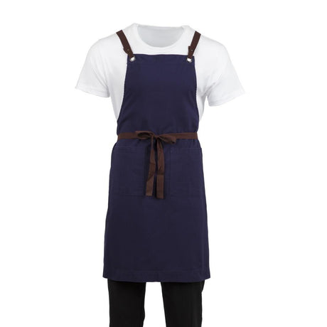 Tablier bavette en coton Southside bleu marine - FRANCE CHR