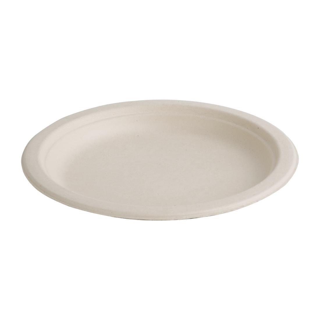 Assiettes rondes compostables en bagasse Fiesta Compostable coloris naturel 260mm (lot de 50) - FRANCE CHR