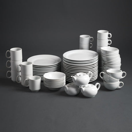Tasse à thé empilable blanche whiteware Olympia 200ml (Lot de 12) - FRANCE CHR