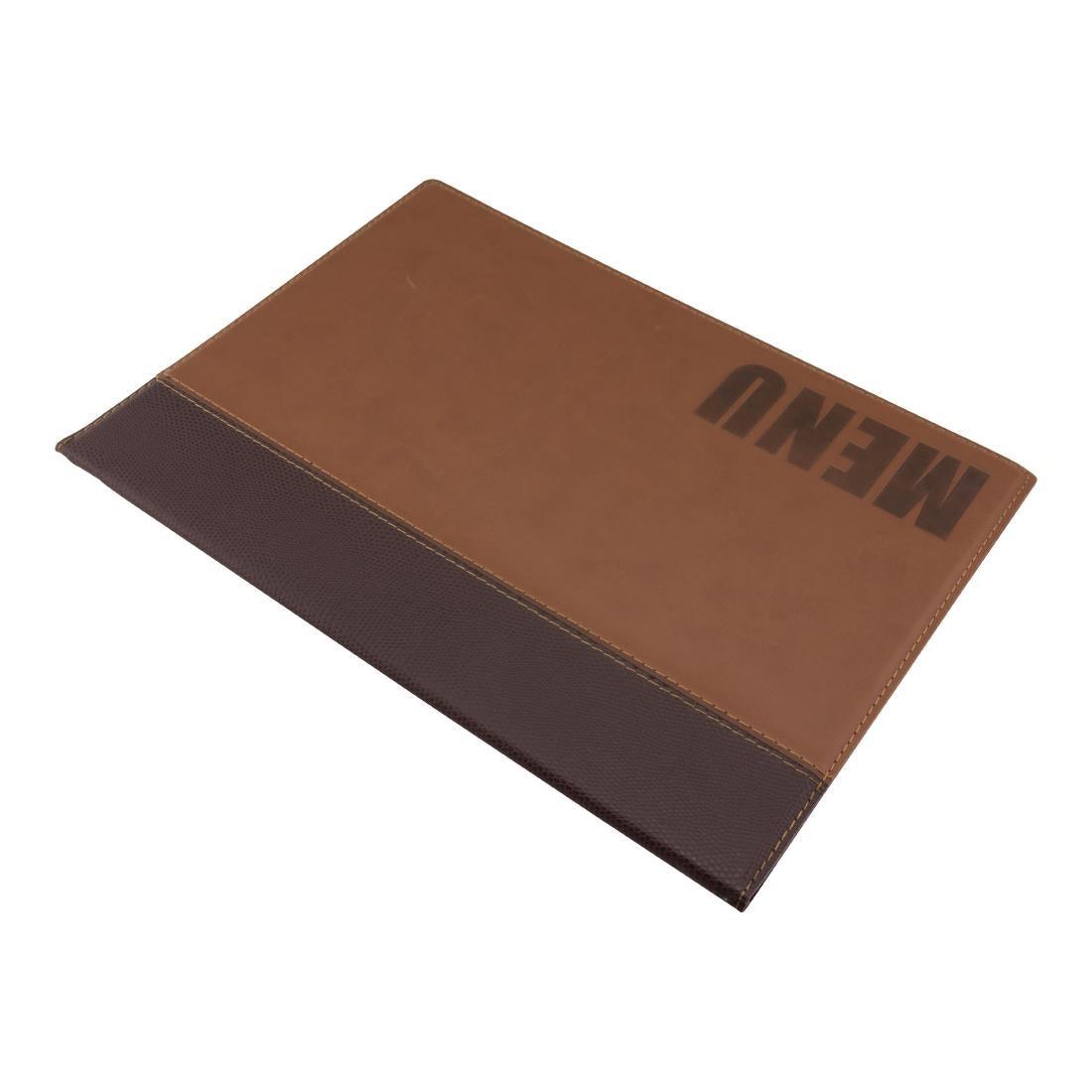 Protège-menus contemporain Securit A4 marron clair - FRANCE CHR