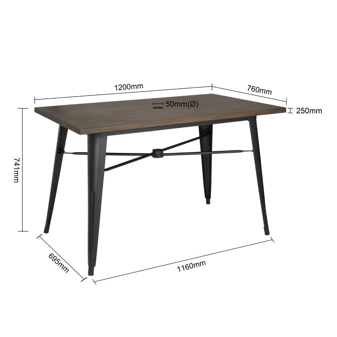 Table d'extérieur Bolero 120x76x75cm bois noir - FRANCE CHR