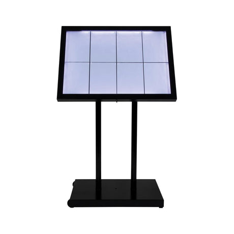 Porte-menu à LED blanches en acier noir Securit 8xA4 (hors poteau et socle) - FRANCE CHR